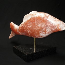 "Retour" - albâtre sur granit - hauteur : 23 cm